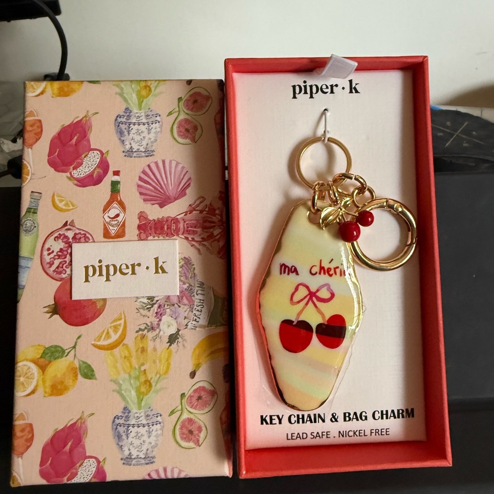 Piper K Ma Chéri Key Chain & Bag Charm - Gold and Red